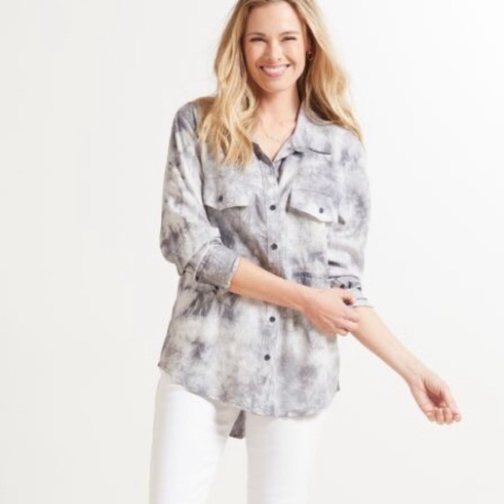 Sanctuary Tie Dye Boyfriend Button Down Shirt